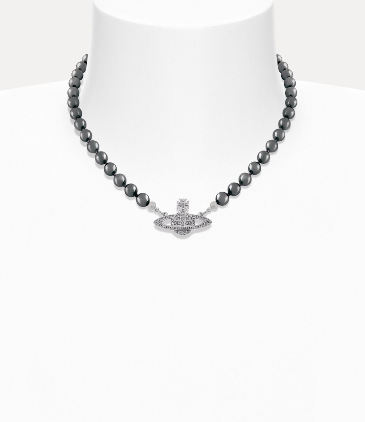 Колье Vivienne Westwood Mini Bas Relief Pearl choker (Dark Grey)